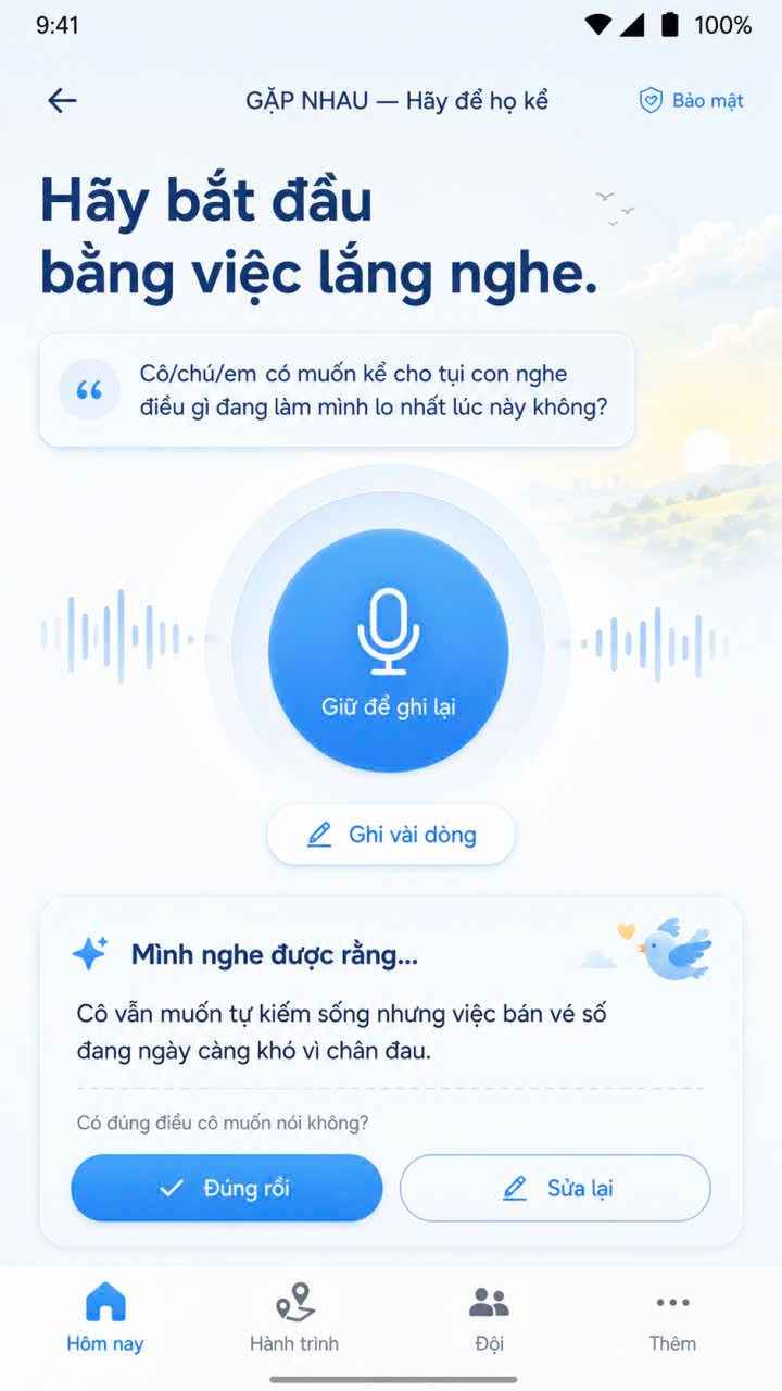Màn hình Lắng nghe bằng giọng nói